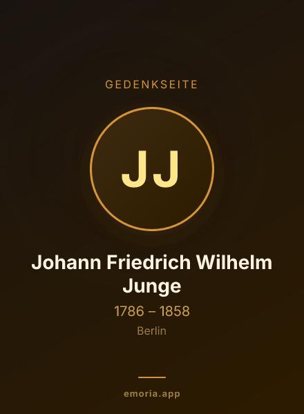 Gedenkportrait von Johann Friedrich Wilhelm Junge