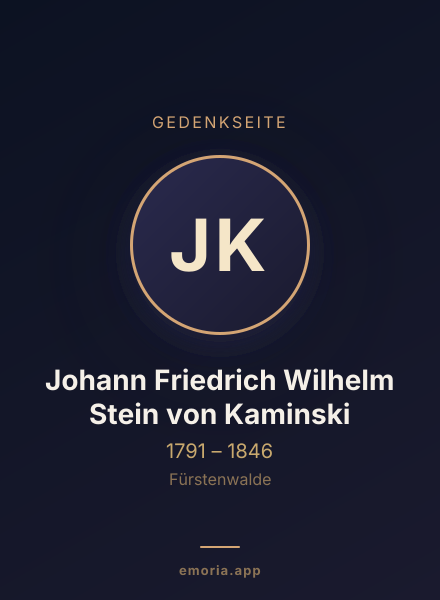 Gedenkportrait von Johann Friedrich Wilhelm Stein von Kaminski