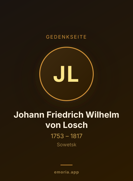 Gedenkportrait von Johann Friedrich Wilhelm von Losch