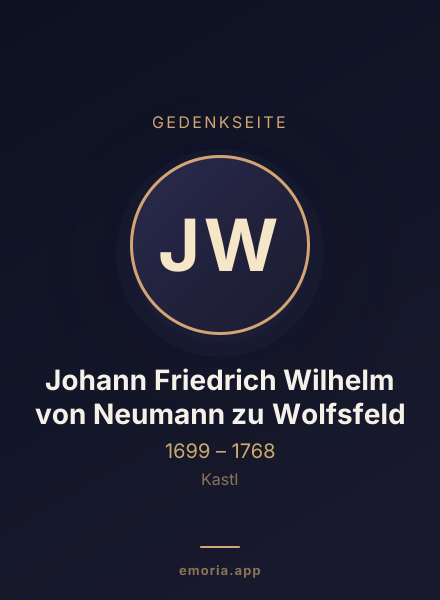 Gedenkportrait von Johann Friedrich Wilhelm von Neumann zu Wolfsfeld