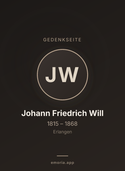 Gedenkportrait von Johann Friedrich Will