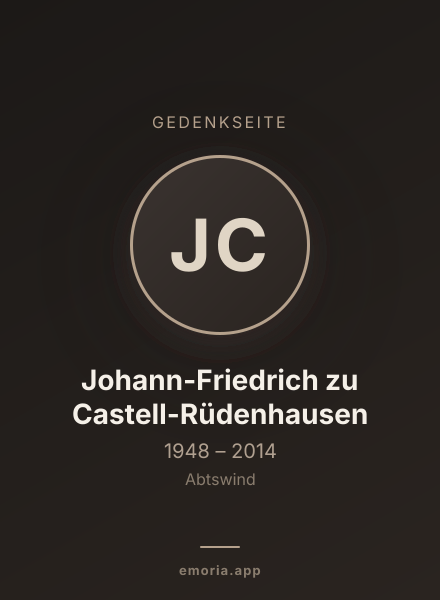 Gedenkportrait von Johann-Friedrich zu Castell-Rüdenhausen