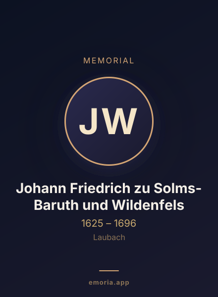 Memorial portrait of Johann Friedrich zu Solms-Baruth und Wildenfels