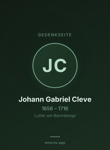 Gedenkportrait von Johann Gabriel Cleve