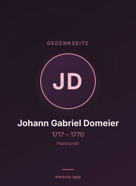 Gedenkportrait von Johann Gabriel Domeier