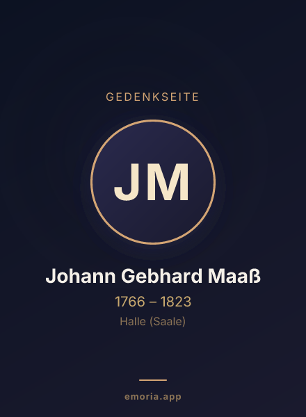 Gedenkportrait von Johann Gebhard Maaß