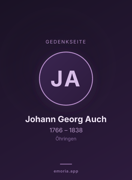 Gedenkportrait von Johann Georg Auch