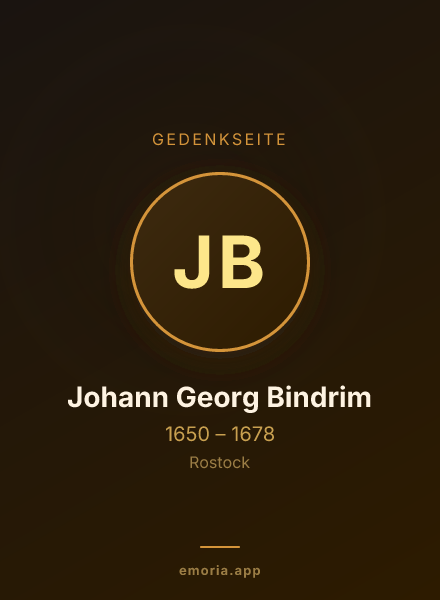 Gedenkportrait von Johann Georg Bindrim