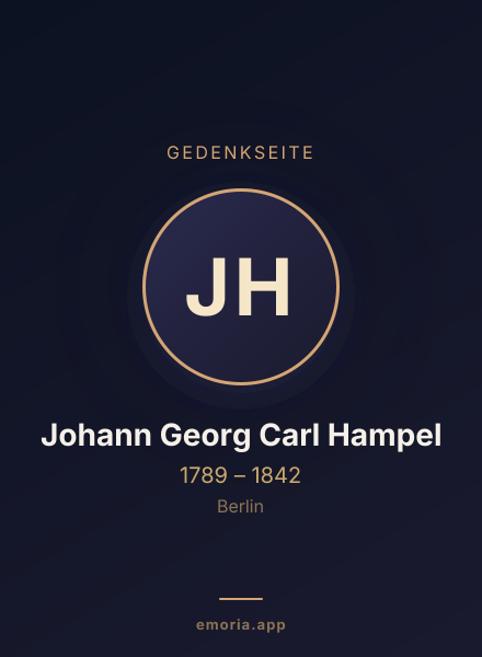 Gedenkportrait von Johann Georg Carl Hampel