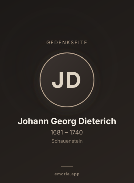 Gedenkportrait von Johann Georg Dieterich