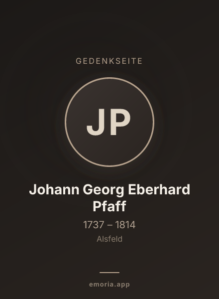 Gedenkportrait von Johann Georg Eberhard Pfaff