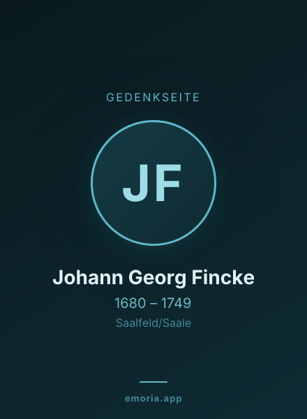 Gedenkportrait von Johann Georg Fincke