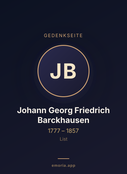 Gedenkportrait von Johann Georg Friedrich Barckhausen
