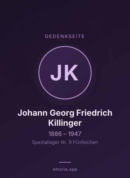 Gedenkportrait von Johann Georg Friedrich Killinger