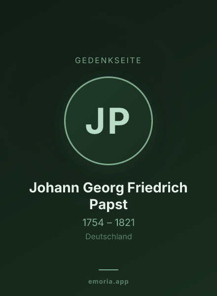 Gedenkportrait von Johann Georg Friedrich Papst