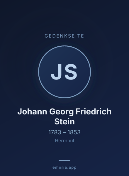 Gedenkportrait von Johann Georg Friedrich Stein