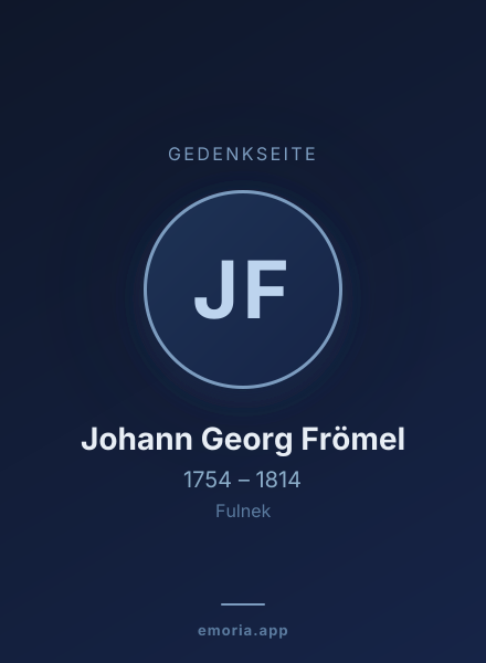 Gedenkportrait von Johann Georg Frömel