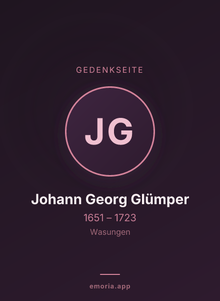 Gedenkportrait von Johann Georg Glümper