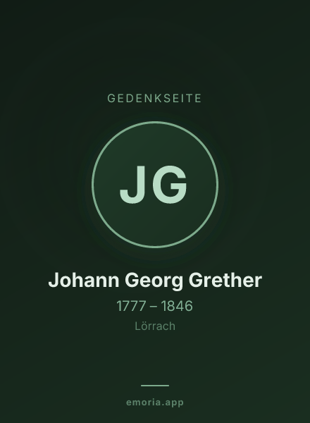 Gedenkportrait von Johann Georg Grether