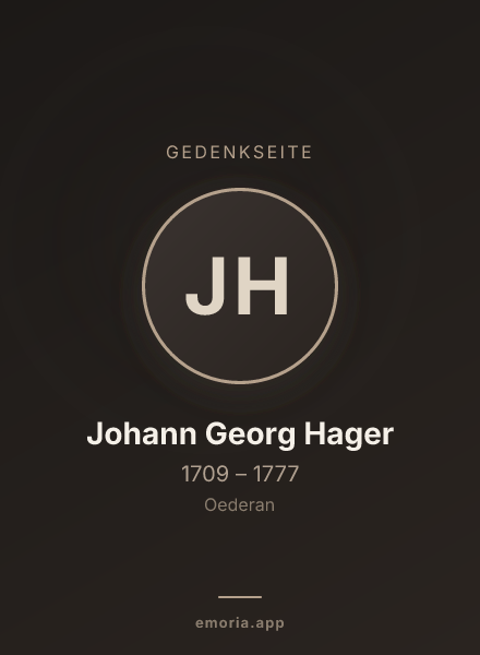 Gedenkportrait von Johann Georg Hager
