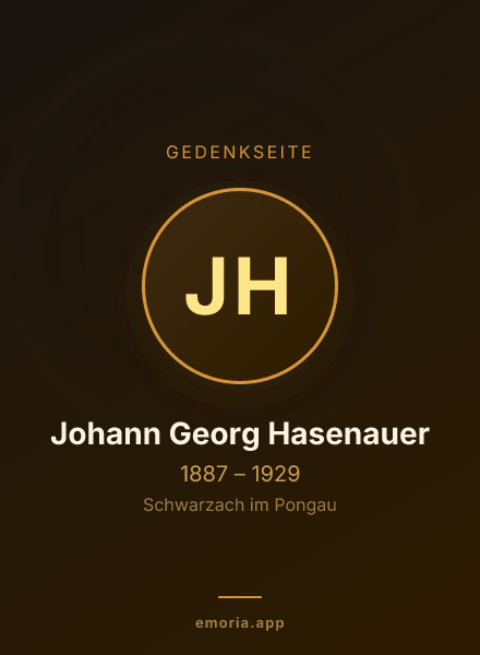 Gedenkportrait von Johann Georg Hasenauer