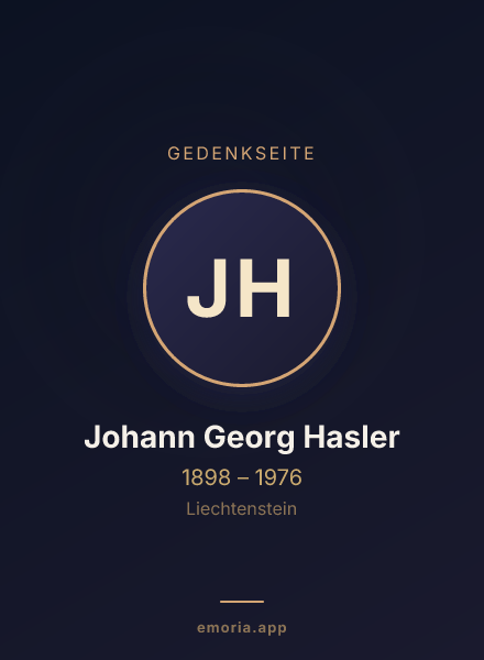 Gedenkportrait von Johann Georg Hasler