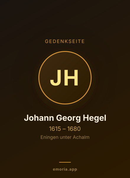 Gedenkportrait von Johann Georg Hegel