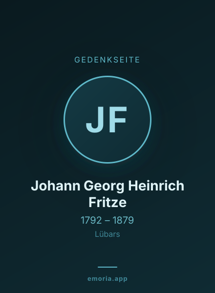 Gedenkportrait von Johann Georg Heinrich Fritze