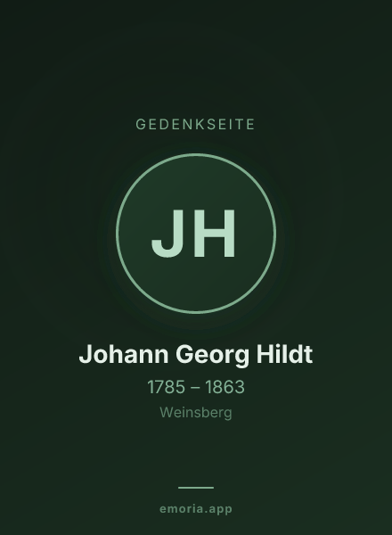 Gedenkportrait von Johann Georg Hildt