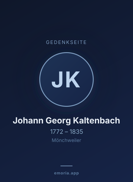 Gedenkportrait von Johann Georg Kaltenbach