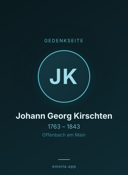 Gedenkportrait von Johann Georg Kirschten