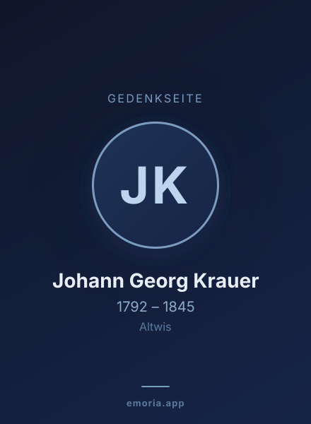 Gedenkportrait von Johann Georg Krauer