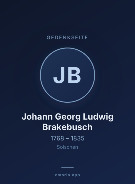 Gedenkportrait von Johann Georg Ludwig Brakebusch