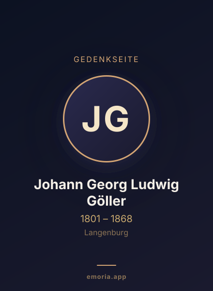 Gedenkportrait von Johann Georg Ludwig Göller