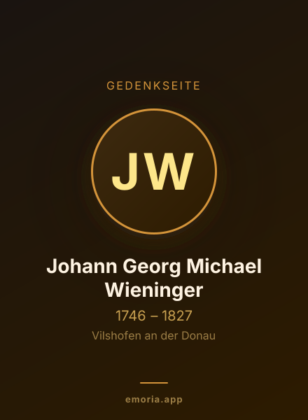 Gedenkportrait von Johann Georg Michael Wieninger