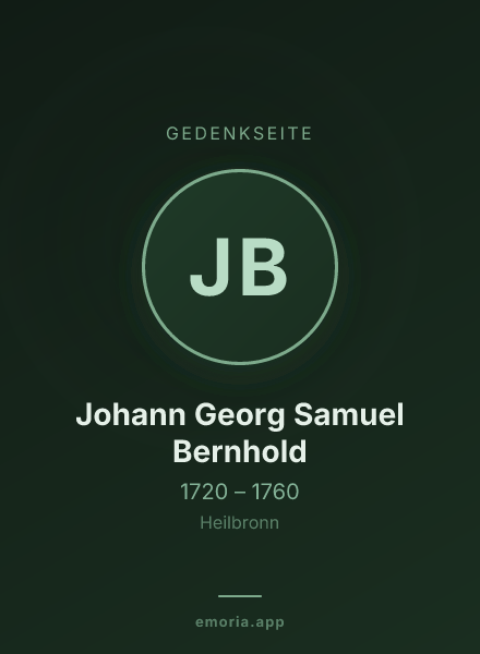 Gedenkportrait von Johann Georg Samuel Bernhold