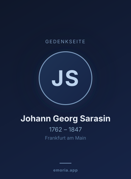 Gedenkportrait von Johann Georg Sarasin