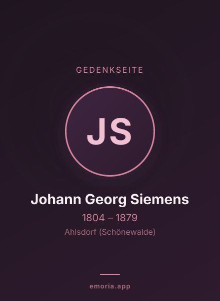 Gedenkportrait von Johann Georg Siemens