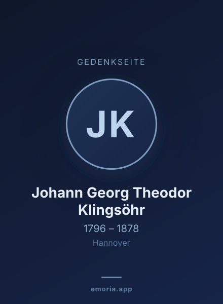 Gedenkportrait von Johann Georg Theodor Klingsöhr
