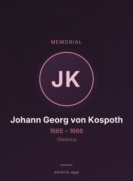 Memorial portrait of Johann Georg von Kospoth