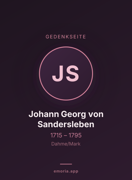 Gedenkportrait von Johann Georg von Sandersleben