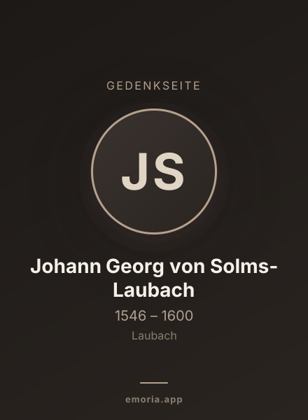 Gedenkportrait von Johann Georg von Solms-Laubach