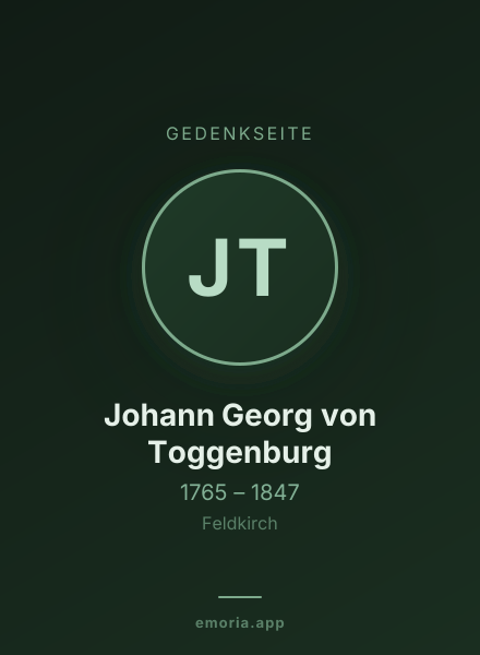 Gedenkportrait von Johann Georg von Toggenburg