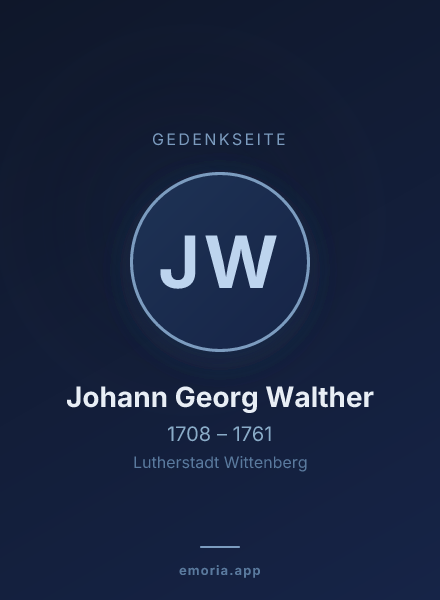 Gedenkportrait von Johann Georg Walther