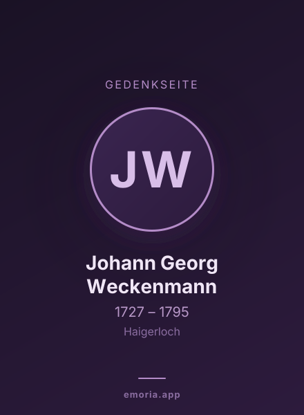 Gedenkportrait von Johann Georg Weckenmann