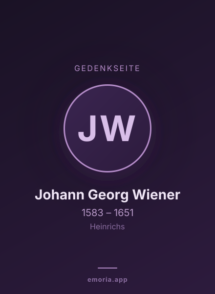 Gedenkportrait von Johann Georg Wiener