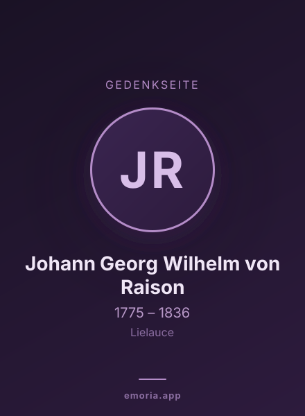 Gedenkportrait von Johann Georg Wilhelm von Raison