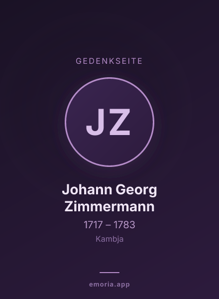 Gedenkportrait von Johann Georg Zimmermann