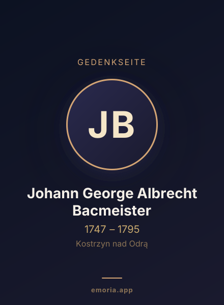 Gedenkportrait von Johann George Albrecht Bacmeister
