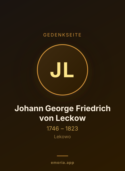 Gedenkportrait von Johann George Friedrich von Leckow